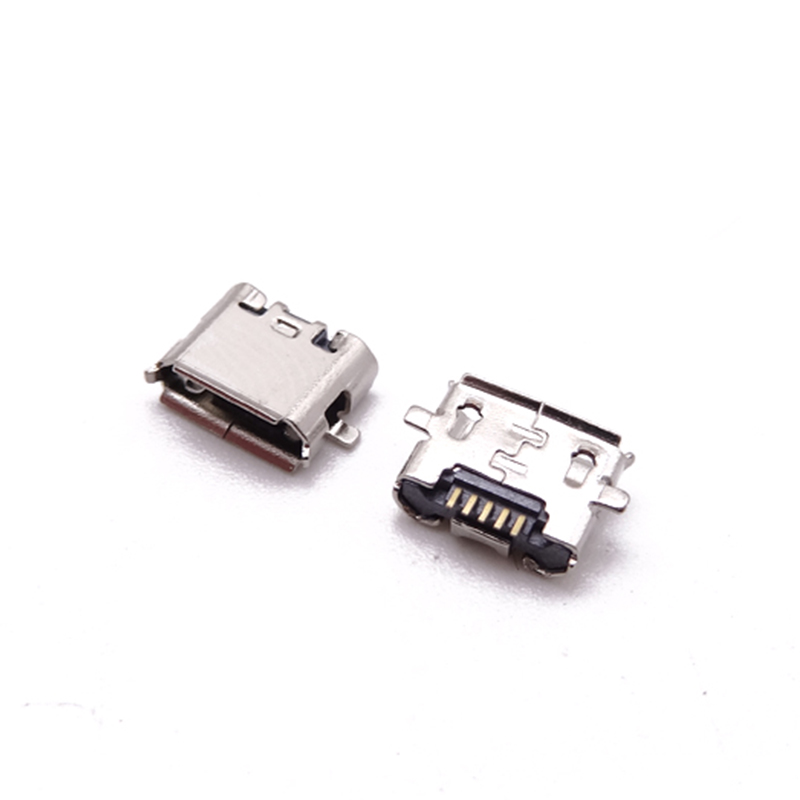 MICRO USB 5P母座 反向兩腳全貼 無柱卷邊B型