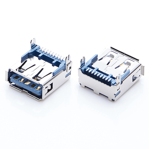 USB 3.0母座 9P板上魚(yú)叉腳插板 針SMT 7.0H卷邊