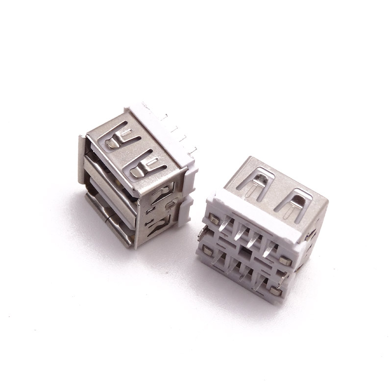 USB 2.0母座 180度短體10.0直插 魚(yú)叉腳 卷邊/直邊