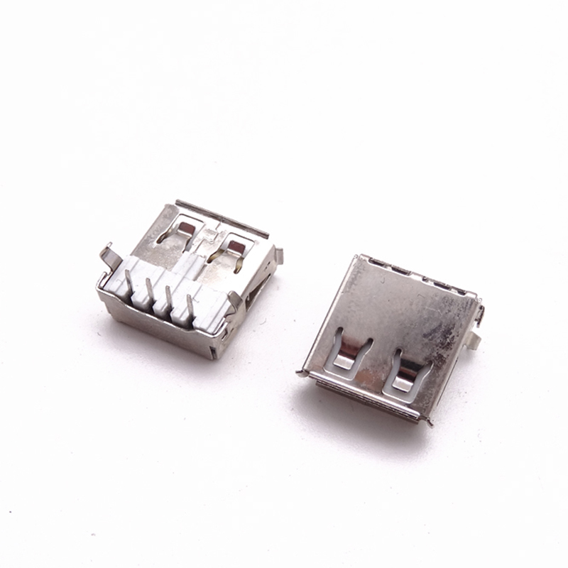 USB 2.0母座 13.7/14.0長(zhǎng)90度彎腳插板 卷邊 白膠